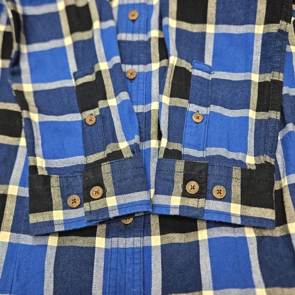 Duluth Trading Co Women's L Free Swingin Flannel Shirt Blue Black Plaid L - Picture 4 of 11